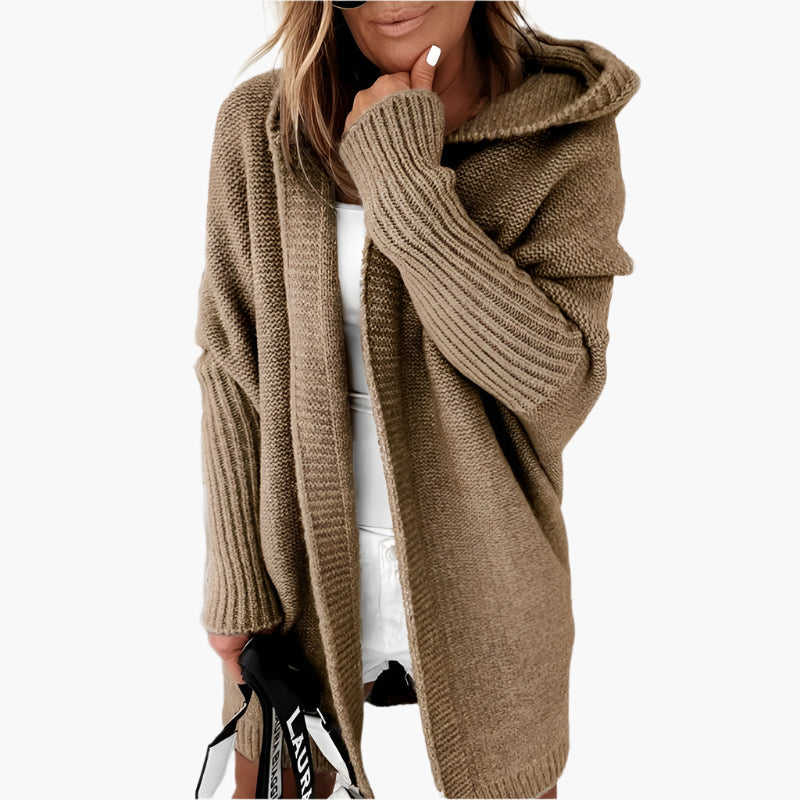 Damen Strick-Cardigan mit Kapuze – Lässiger Oversize Look für Herbst & Winter