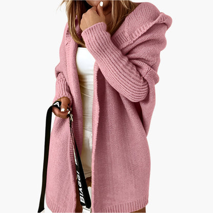 Damen Strick-Cardigan mit Kapuze – Lässiger Oversize Look für Herbst & Winter
