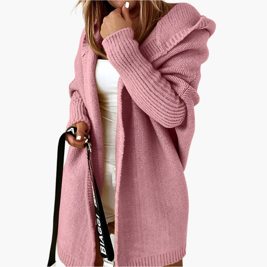 Damen Strick-Cardigan mit Kapuze – Lässiger Oversize Look für Herbst & Winter