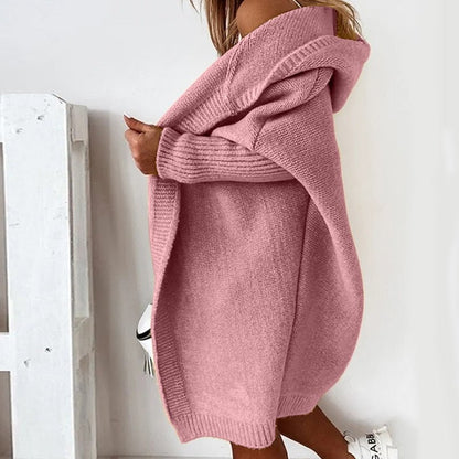 Damen Strick-Cardigan mit Kapuze – Lässiger Oversize Look für Herbst & Winter