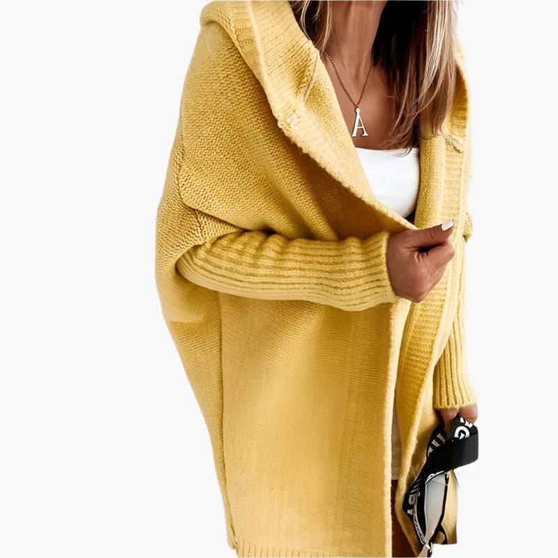 Damen Strick-Cardigan mit Kapuze – Lässiger Oversize Look für Herbst & Winter