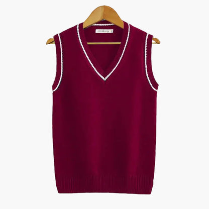 Herren ärmelloser Strickpullover im Old Money Stil – Eleganter V-Ausschnitt, Vintage Look, Perfekt für Freizeit und Business