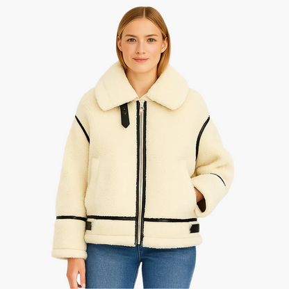 Damen Winterjacke mit modischem Teddyfell und modernem Schnitt – Stilvolle Outdoor-Jacke für kalte Tage