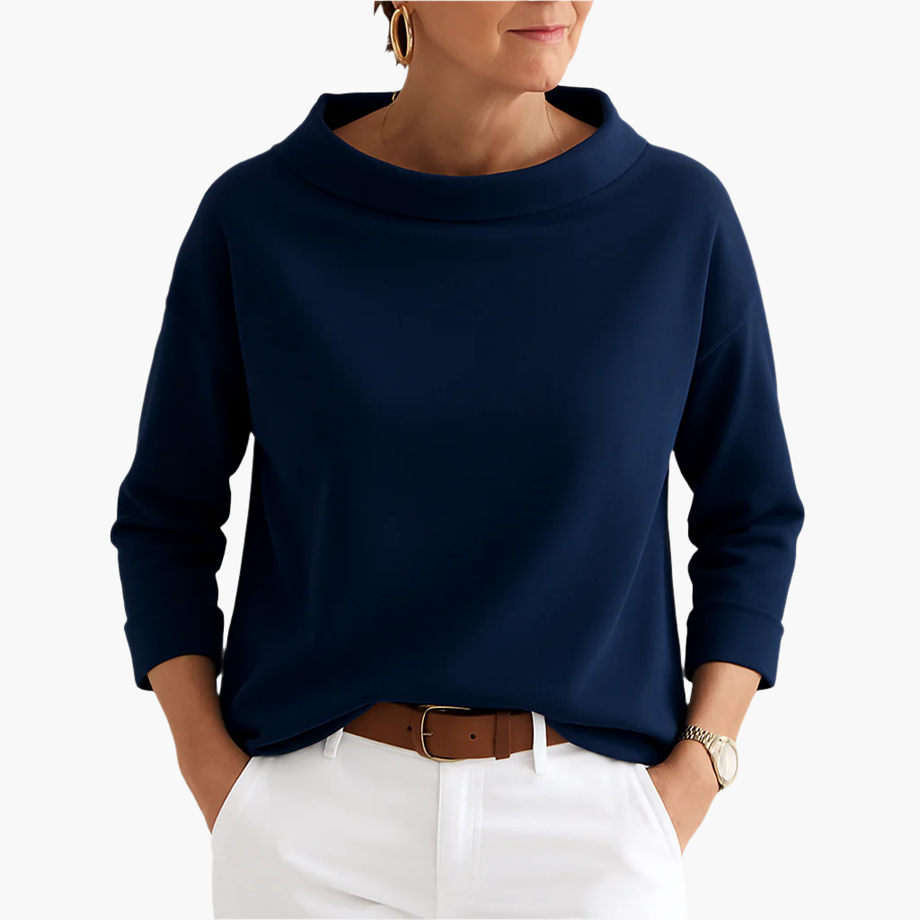 Damen Elegantes Oberteil mit Stehkragen – Stilvolles Freizeit- & Business-Shirt