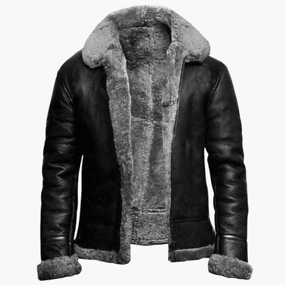 Herren Winter Lammfell Fliegerjacke – Klassische Pilotenjacke für kalte Tage