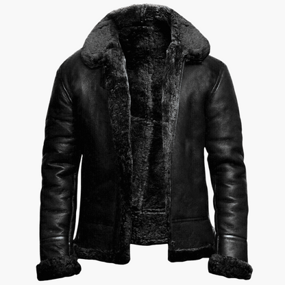 Herren Winter Lammfell Fliegerjacke – Klassische Pilotenjacke für kalte Tage