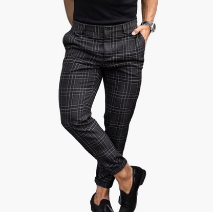 Herren Stretchy Karo Chinohose – Moderner Stil für Business und Freizeit