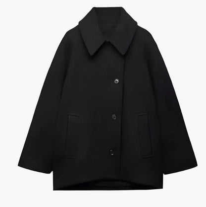 Damen Oversized Wollmix Mantel mit Doppelreiher und Boxy Fit – Trendige Herbst/Winter Jacke für stilvolle Looks
