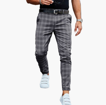 Herren Stretchy Karo Chinohose – Moderner Stil für Business und Freizeit