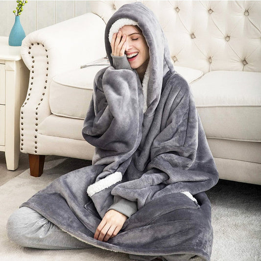 Unisex Kuschelige Übergröße Hoodie-Decke für gemütliche Abende & Lounge-Momente