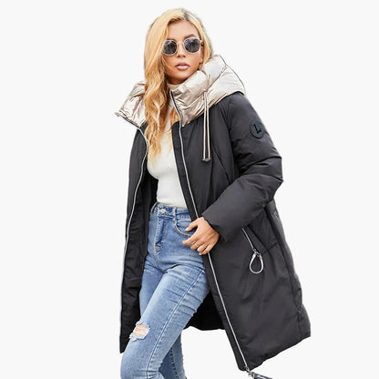 Damen Winterparka mit extra hohem Kragen – Modischer Steppmantel für kalte Tage