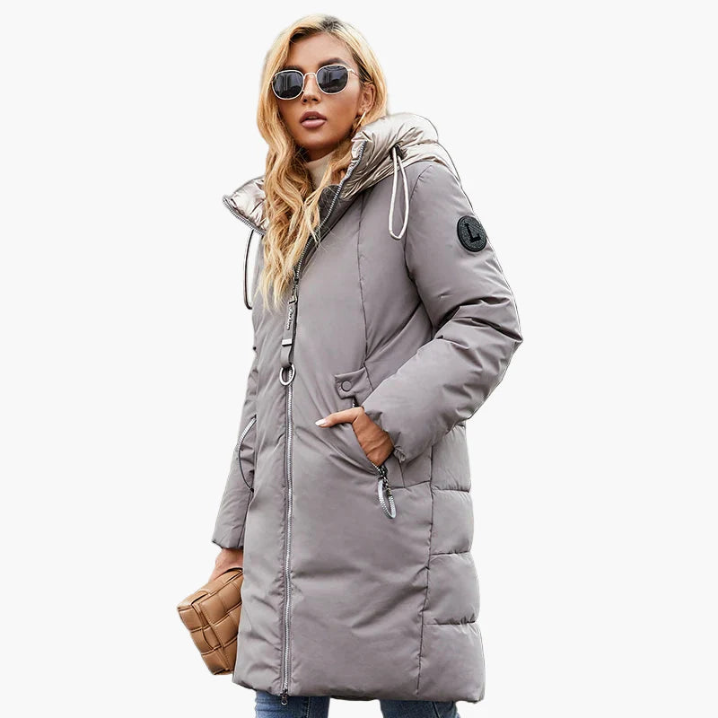 Damen Winterparka mit extra hohem Kragen – Modischer Steppmantel für kalte Tage