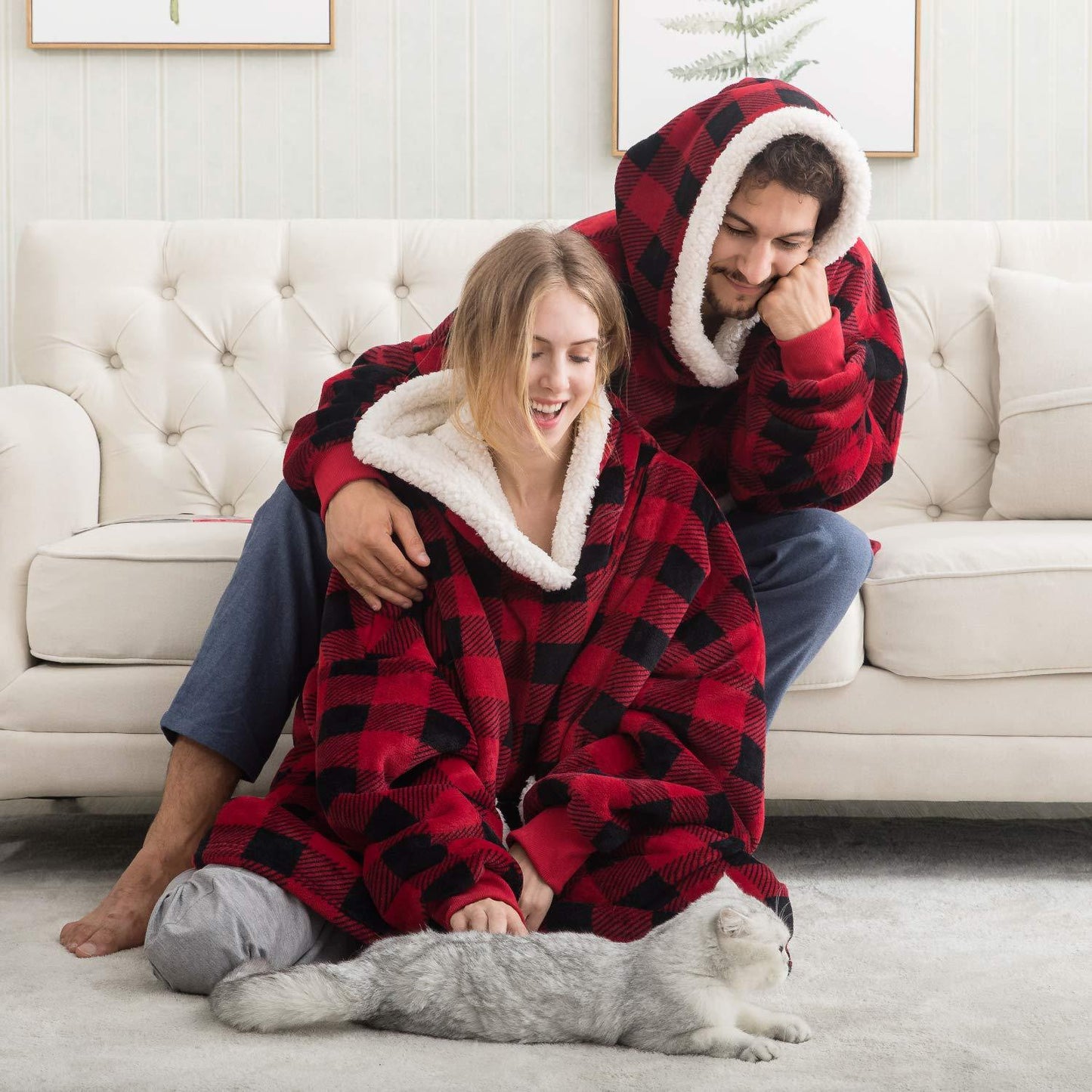 Unisex Kuschelige Übergröße Hoodie-Decke für gemütliche Abende & Lounge-Momente