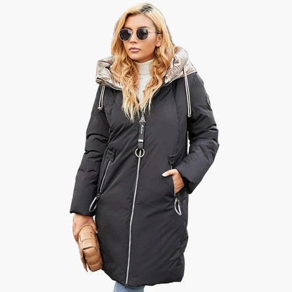 Damen Winterparka mit extra hohem Kragen – Modischer Steppmantel für kalte Tage