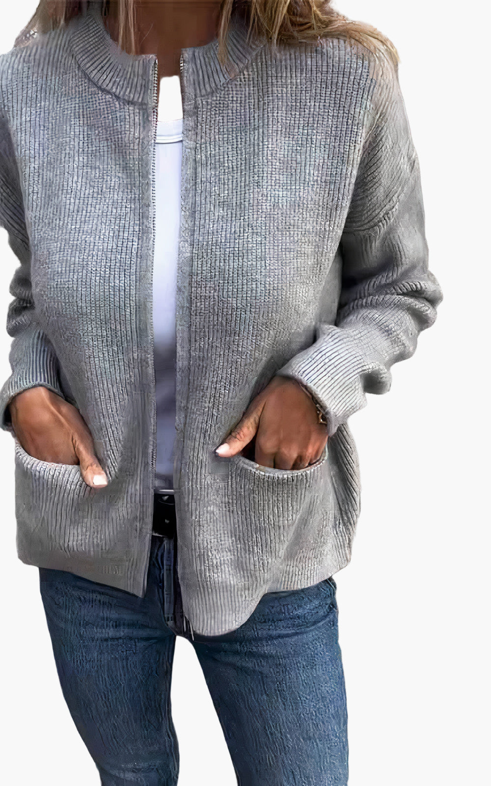 Damen Strickjacke mit Reißverschluss – Modischer Cardigan für Alltag und Freizeit
