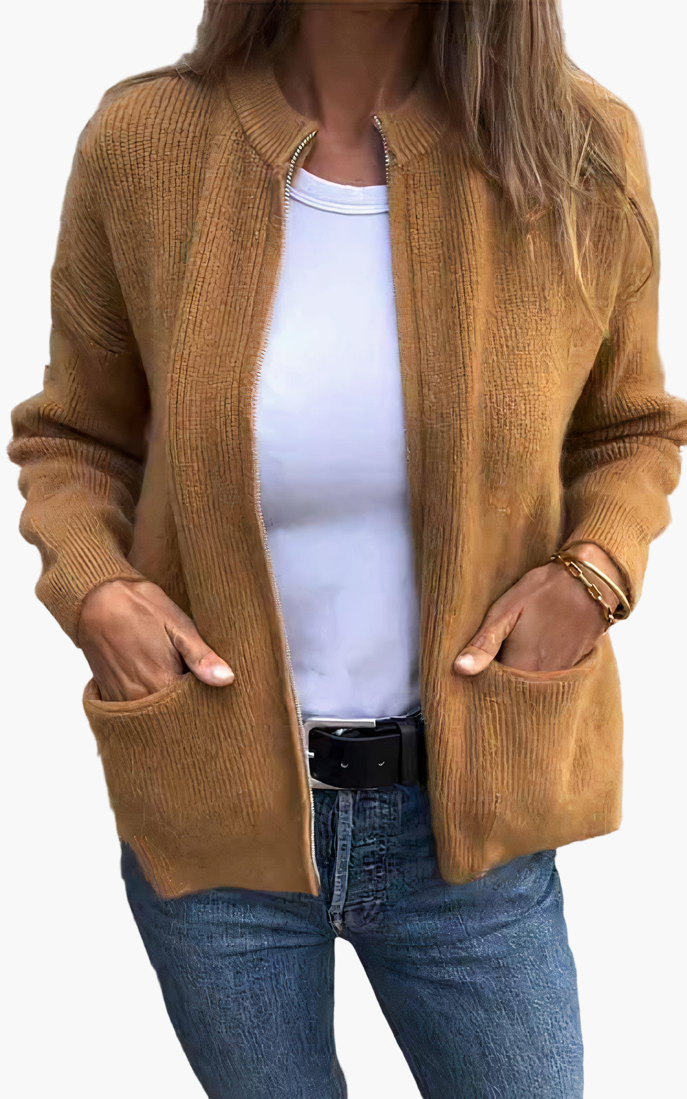 Damen Strickjacke mit Reißverschluss – Modischer Cardigan für Alltag und Freizeit