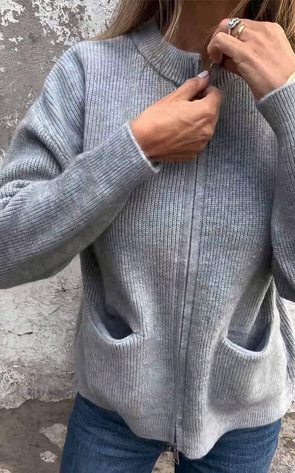 Damen Strickjacke mit Reißverschluss – Modischer Cardigan für Alltag und Freizeit