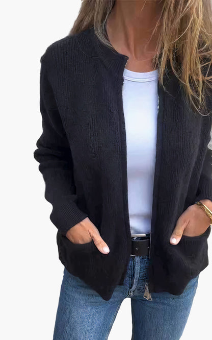 Damen Strickjacke mit Reißverschluss – Modischer Cardigan für Alltag und Freizeit
