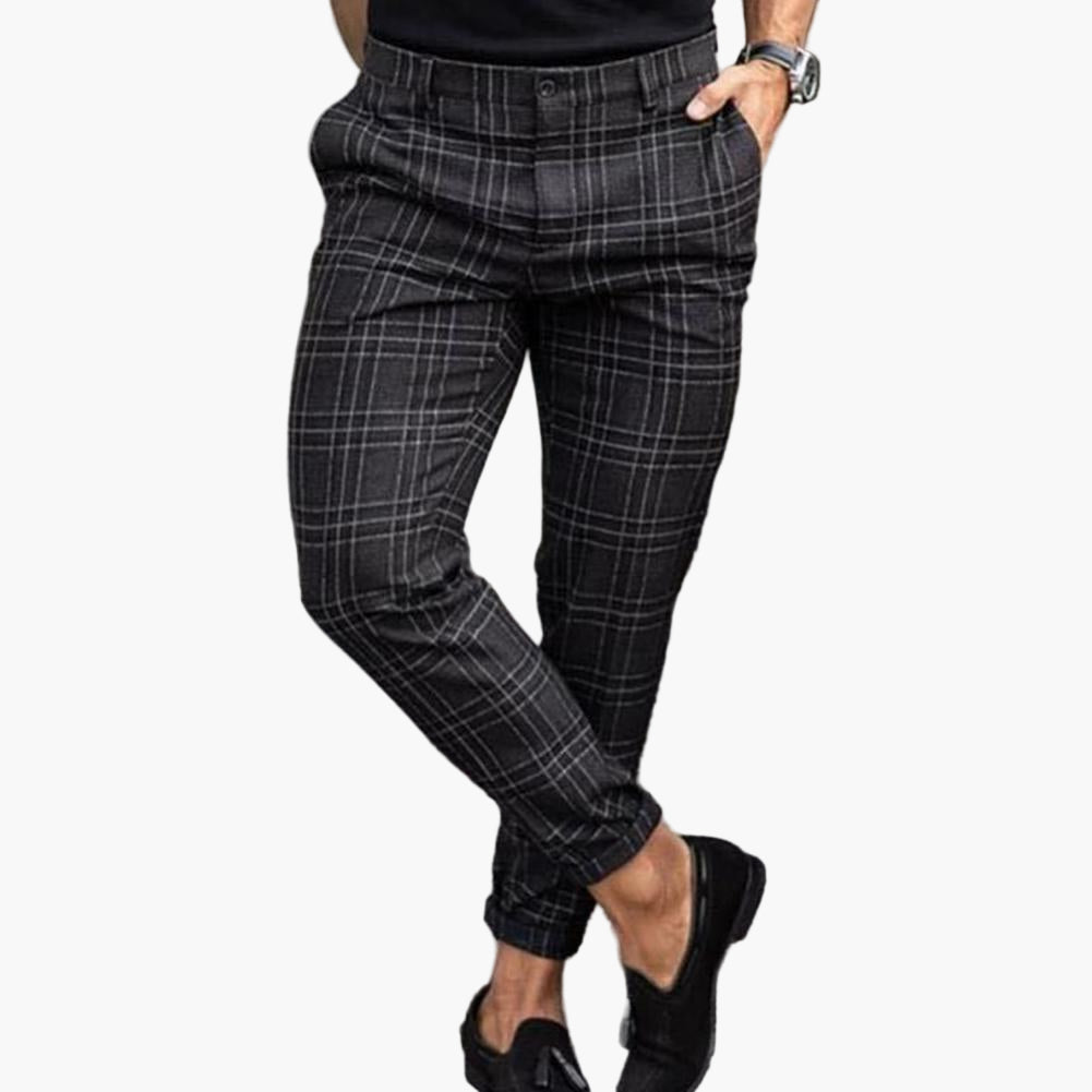Herren Chinohose Slim Fit mit Karomuster – Modische Freizeithose für stilvolle Outfits