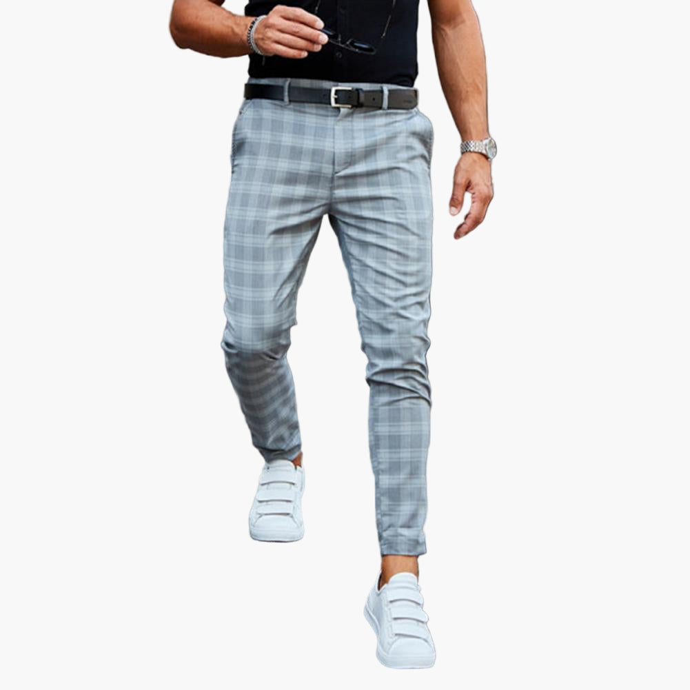 Herren Chinohose Slim Fit mit Karomuster – Modische Freizeithose für stilvolle Outfits