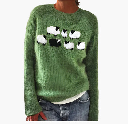 Damen Retro Strickpullover im Vintage-Stil – Bequemer Herbstpullover mit Muster