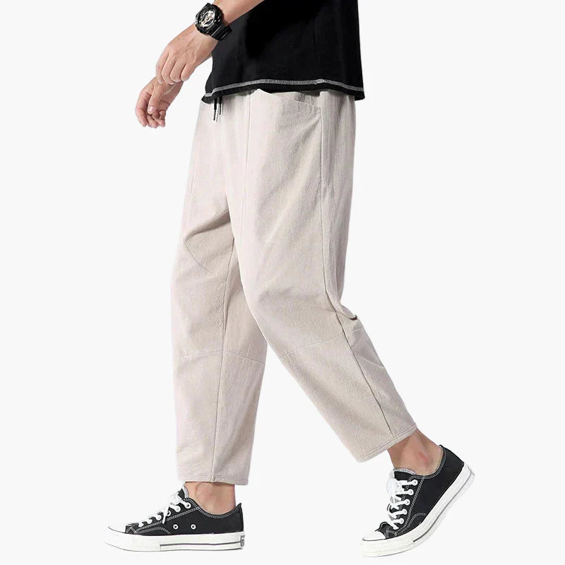 Herren Sommer Leinen Cropped Hose – Lässige Komfort-Stil Freizeithose