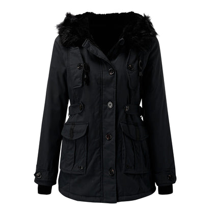 Damen Winter Parka mit Kunstpelzkapuze – Modischer Outdoor Mantel für kalte Tage
