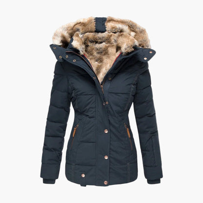 Damen Winterjacke mit Kapuze und Fellfutter – Elegante warme Outdoorjacke für Alltag & Freizeit