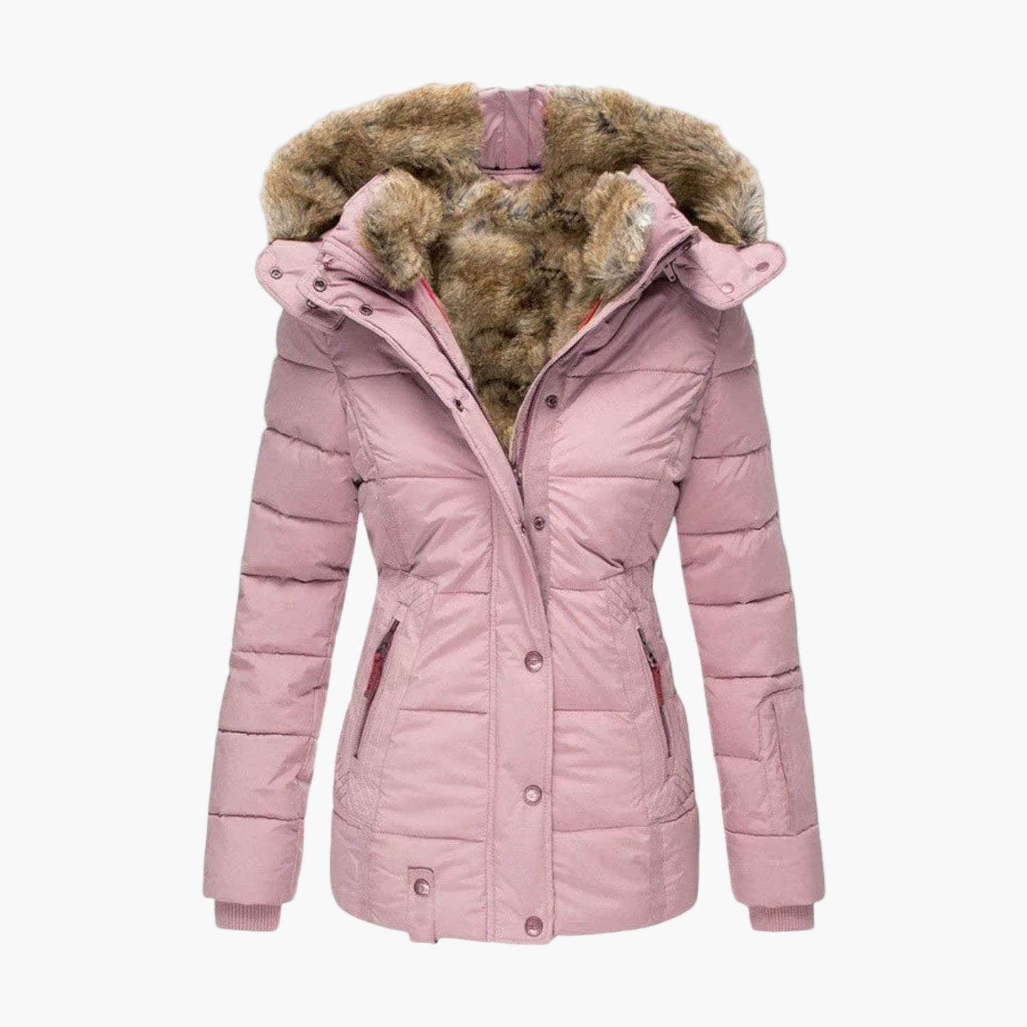 Damen Winterjacke mit Kapuze und Fellfutter – Elegante warme Outdoorjacke für Alltag & Freizeit