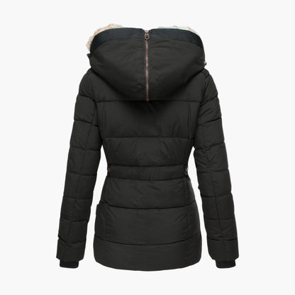 Damen Winterjacke mit Kapuze und Fellfutter – Elegante warme Outdoorjacke für Alltag & Freizeit