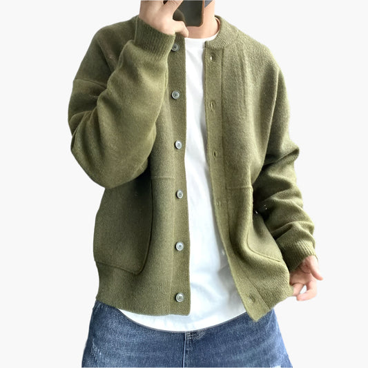 Herren Strickjacke mit Rundhalsausschnitt – Lässiger Stil für Alltag und Freizeit