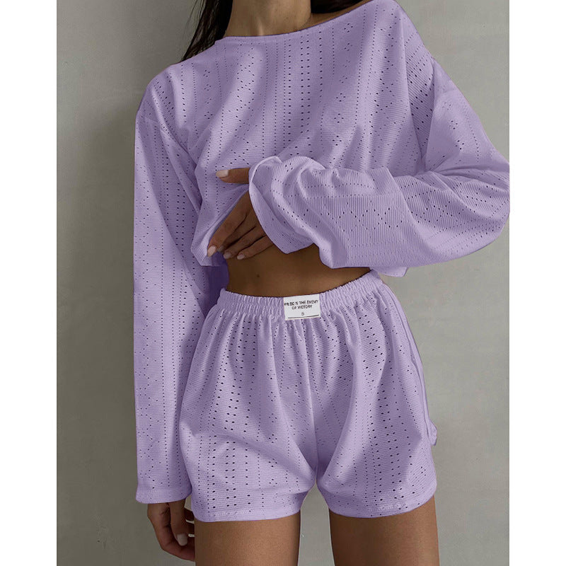 Hannah – Modisches Damen-Outfit mit Rundhals und elastischen Shorts