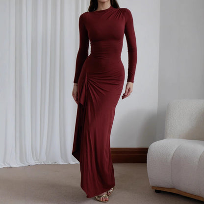 Laura – Asymmetrisches Langarm Kleid für Damen