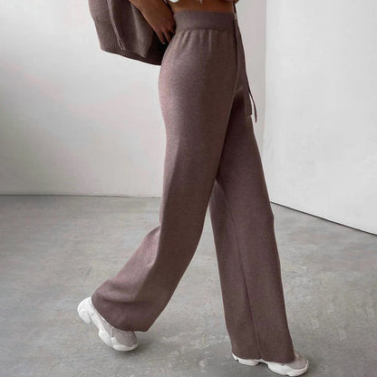 Damen Strick-Loungewear Set mit Rollkragen – Bequemer Freizeitanzug für Zuhause und Alltag