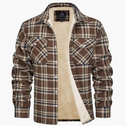 Herren Fleece Gefüttertes Holzfällerhemd – Kariertes Winter Outdoor Freizeitjacke