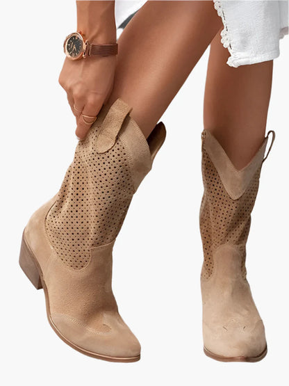 Damen Cowboy-Stiefel mit Reißverschluss und modischem Western-Style – Perfekt für Alltag und Freizeit