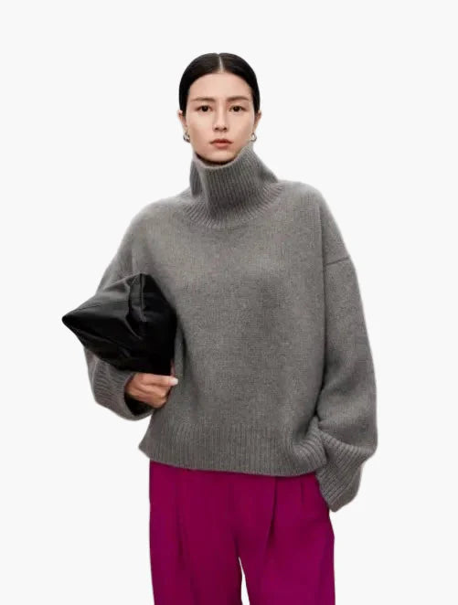 Damen Oversize Rollkragenpullover – Stilvoller, bequemer Strick für Alltag und Büro