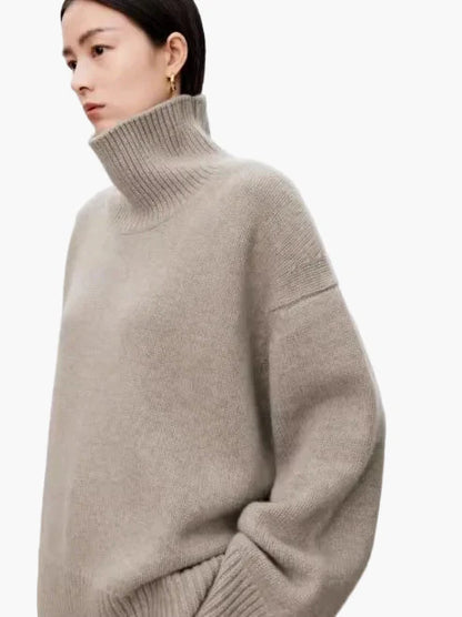 Damen Oversize Rollkragenpullover – Stilvoller, bequemer Strick für Alltag und Büro