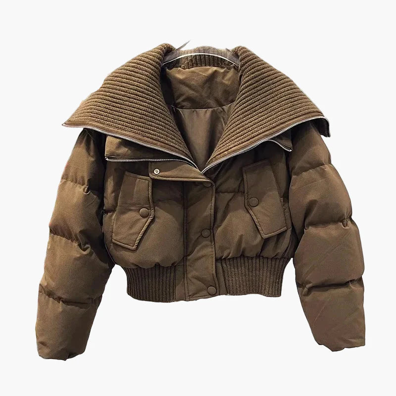 Damen Steppjacke mit breitem Kragen – Modischer Wintermantel für Alltag und Freizeit