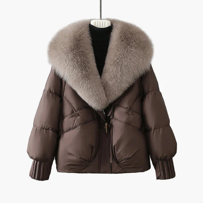 Damen Winterjacke mit großem Kunstfellkragen – Eleganter, warmer Steppmantel für Alltag und Freizeit