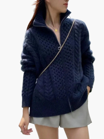 Damen Strickjacke im Zopfmuster-Stil – Bequemer Cardigan für Alltag und Freizeit