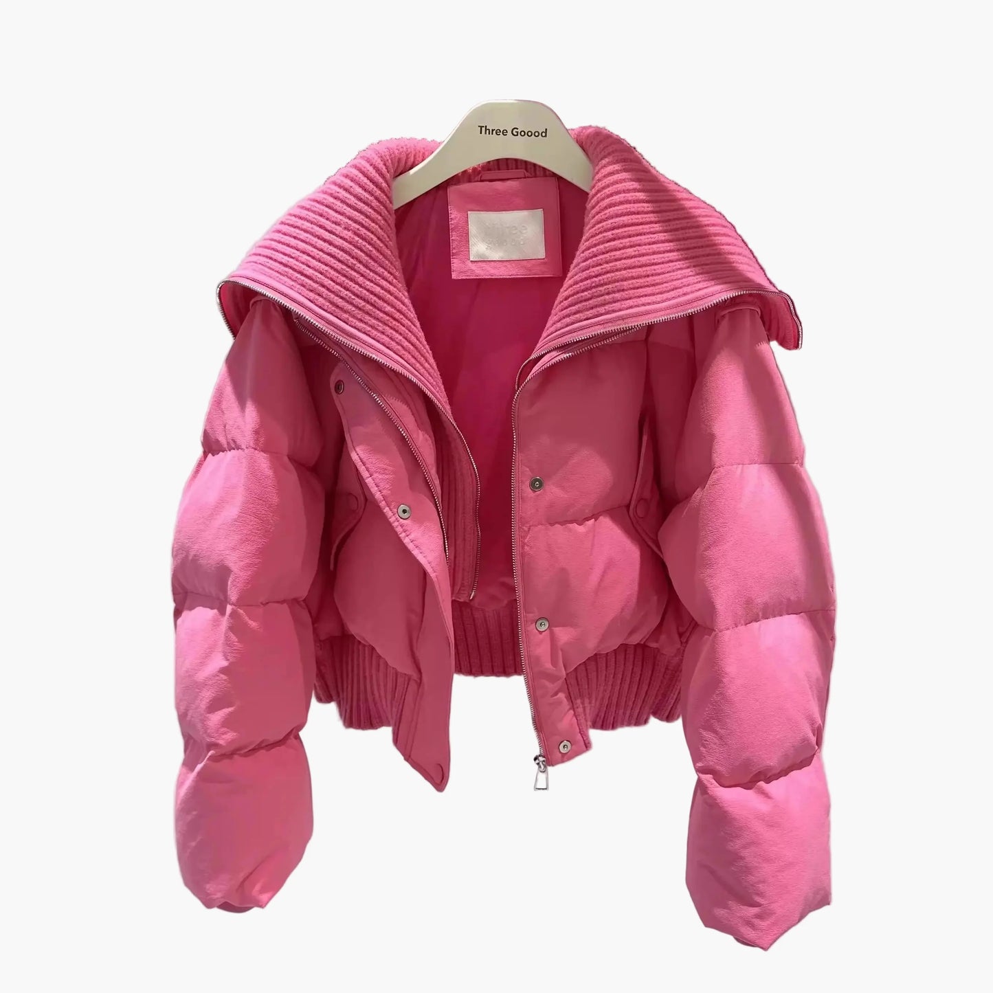 Damen Steppjacke mit breitem Kragen – Modischer Wintermantel für Alltag und Freizeit