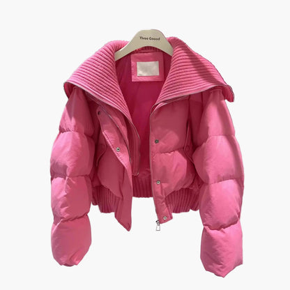 Damen Steppjacke mit breitem Kragen – Modischer Wintermantel für Alltag und Freizeit