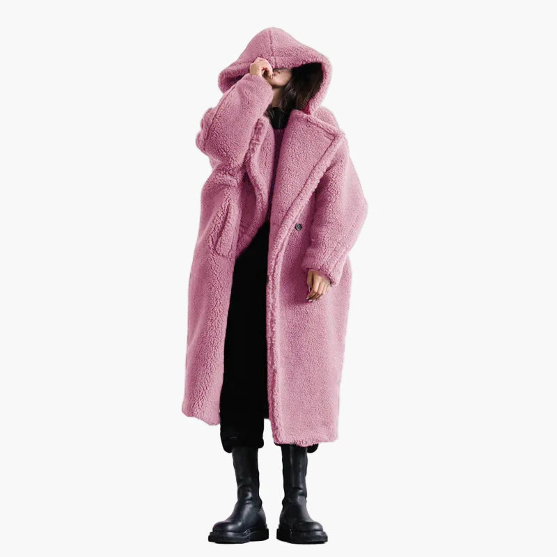 Damen Oversize Teddy Mantel mit Kapuze – Modischer Wintermantel für Alltag & Streetstyle