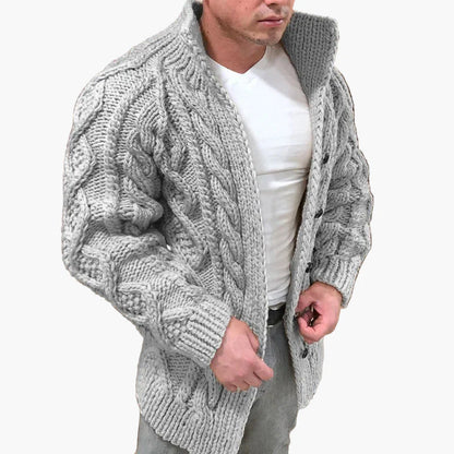 Herren Grobstrick Cardigan mit Zopfmuster – Stilvoller Winter Strickjacke für Freizeit und Alltag