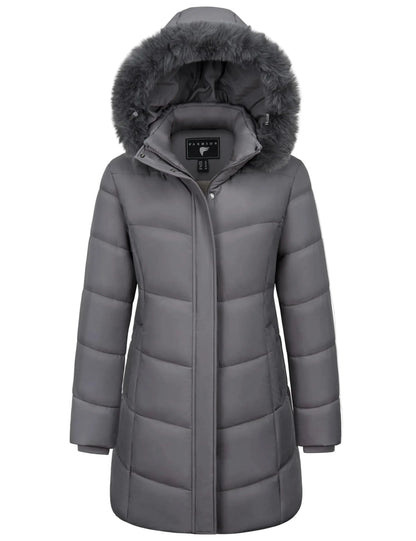 Damen Winter Steppmantel mit Kapuze – Modischer langer Pufferjacke für Alltag & Outdoor