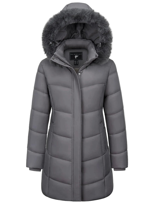 Damen Winter Steppmantel mit Kapuze – Modischer langer Pufferjacke für Alltag & Outdoor
