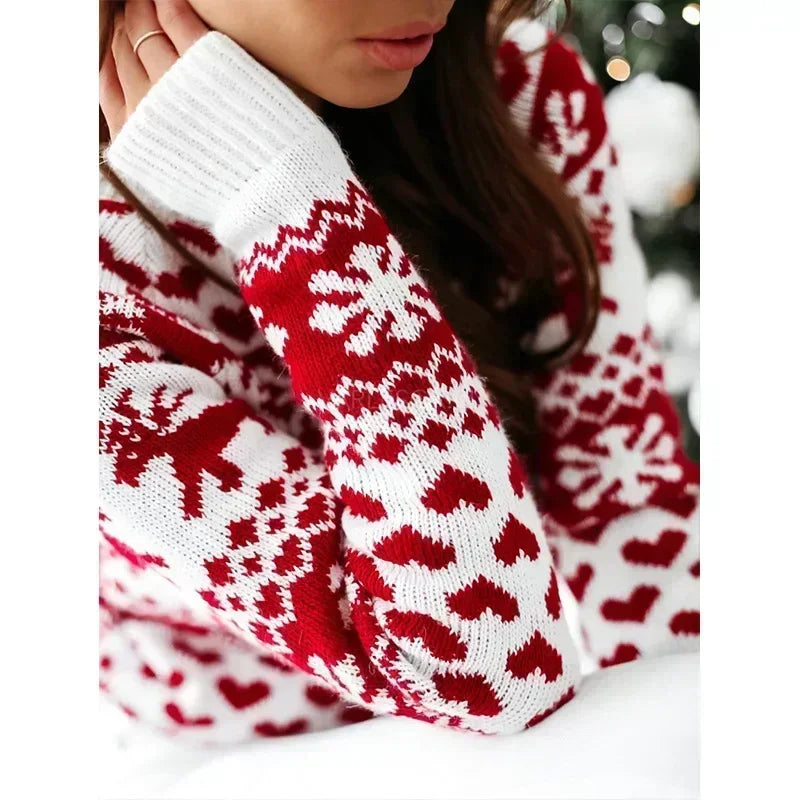 Laura - Hässlicher Weihnachtspulli - Warmer und weicher gestrickter Damenpullover mit Jacquardmuster