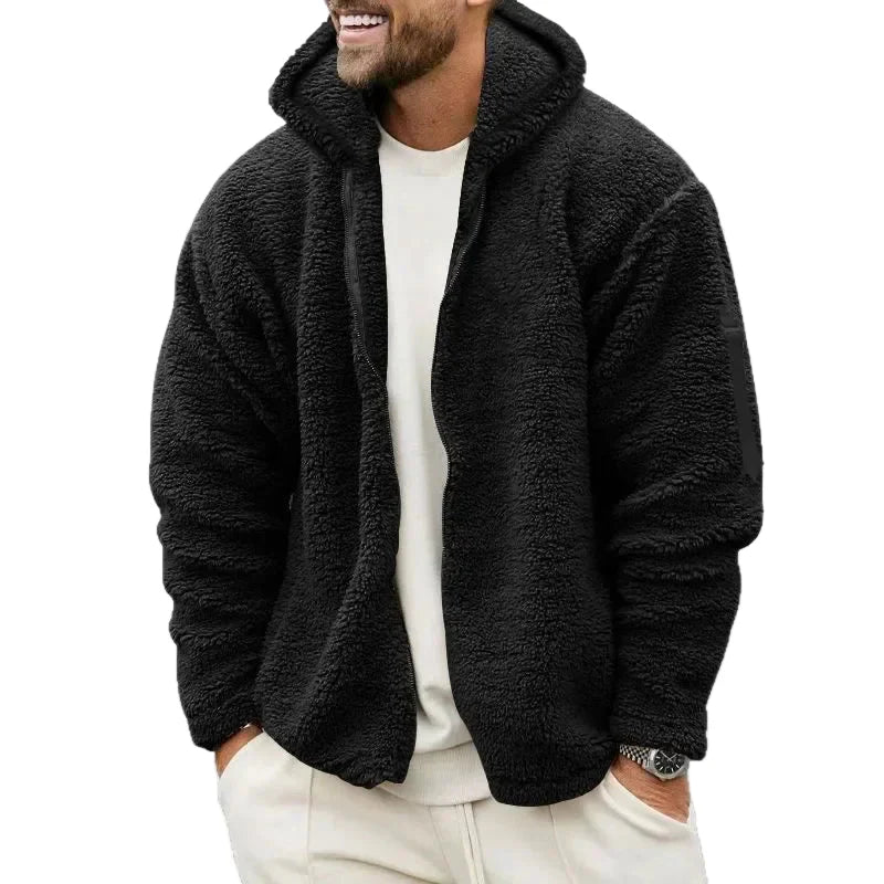 Herren Fleece Kapuzenjacke Sportlich Lässig Outdoor Komfort