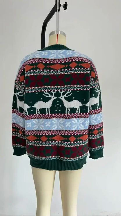 Eliane - Hässlicher Weihnachtspulli - Winterpullover mit Allover-Print